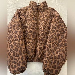 Cheetah print puffer jacket